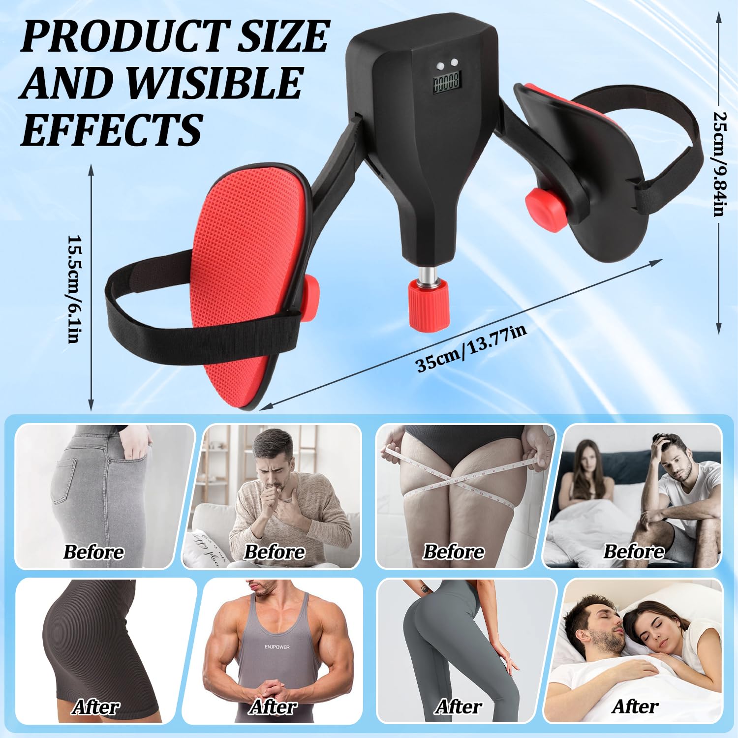 Entrenador Muscular de Suelo Pélvico para Hombres, Reparador Pélvico Multifuncional para Piernas con Contador, Ejercitador Muscular de Muslos Ajustable 360°