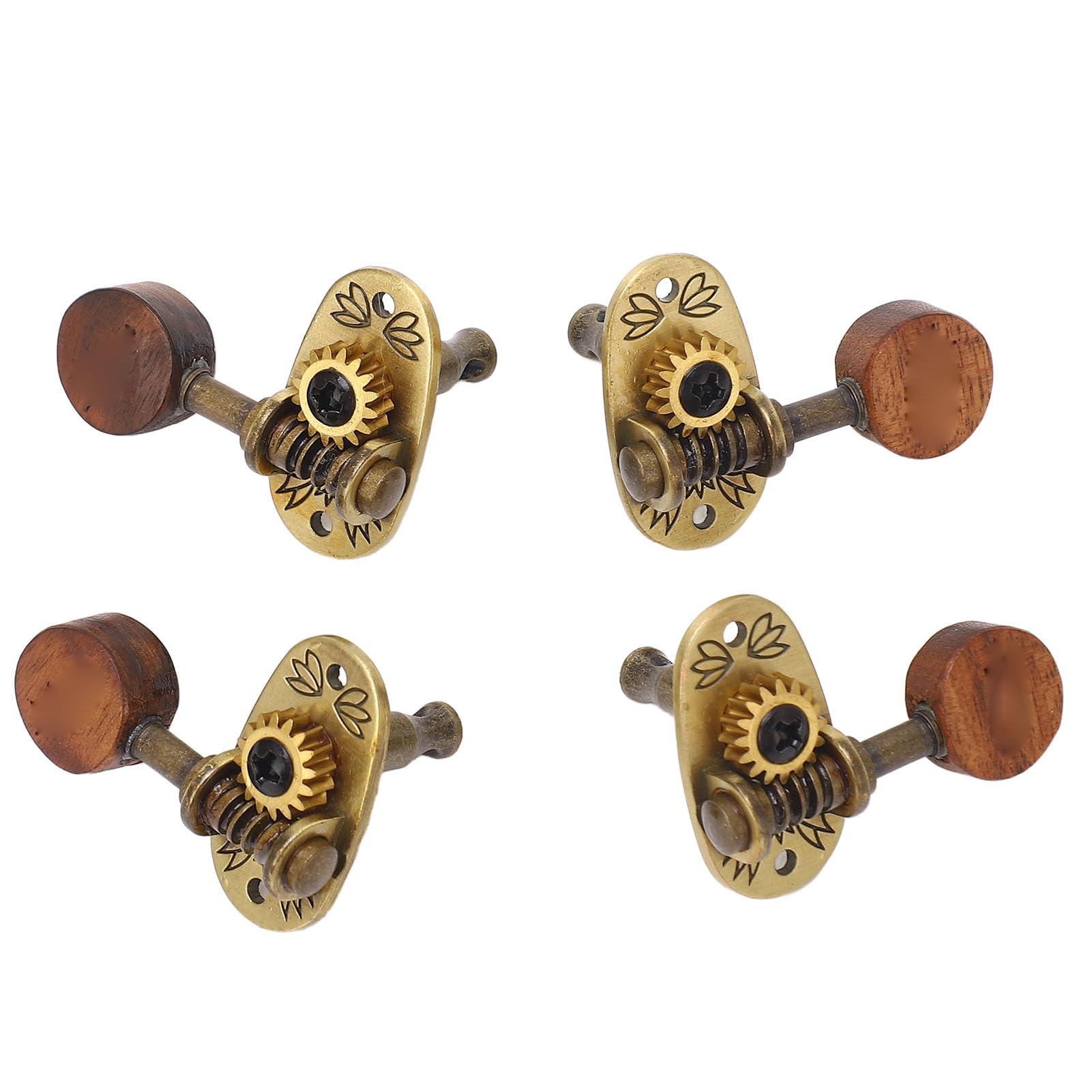 Chevilles de Réglage pour ukulélé, 4 Têtes de Machine Classiques 2L2R avec Boutons en Bois élégants pour Accessoires de ukulélé à 4 Cordes
