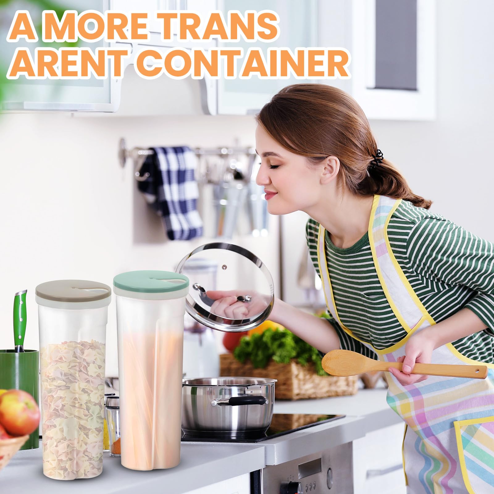 3 Pz Contenitori Alimentari ,Contenitori per la Conservazione Degli Alimenti con Coperchi per la Conservazione per Tè,Caffè,Riso,Pasta con Airtight Coperchi,2,5L(Blu Chiaro/Verde Chiaro/Cachi)