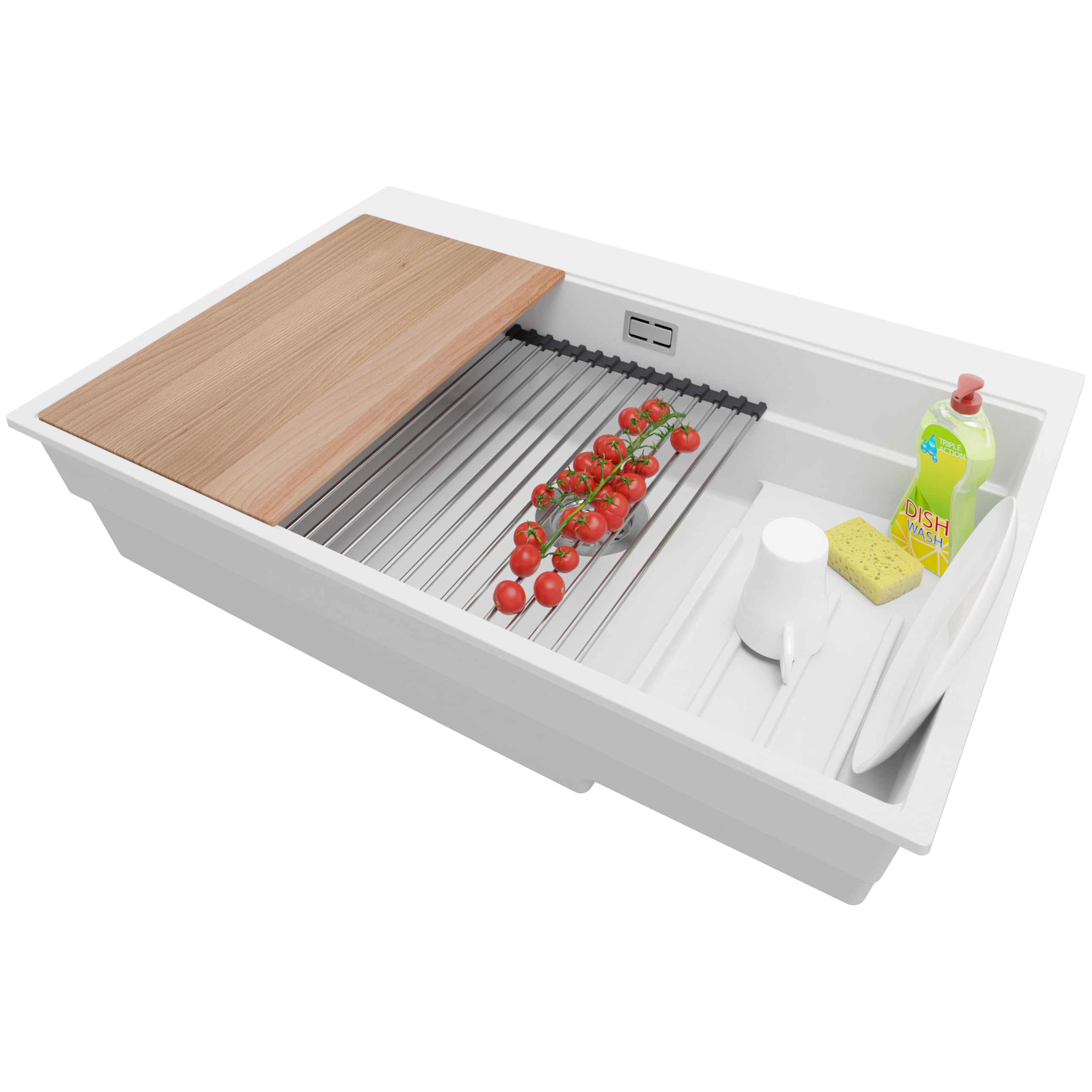 Évier de cuisine en granit blanc Primagran Oslo S096 encastrable 80cm