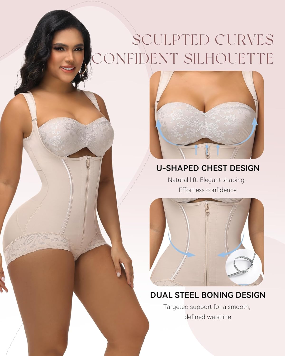 SHAPSHE Fajas Colombianas Shapewear Bodysuits for Women Tummy Control Butt Lifter Compression Garment Open Bust - Image 2