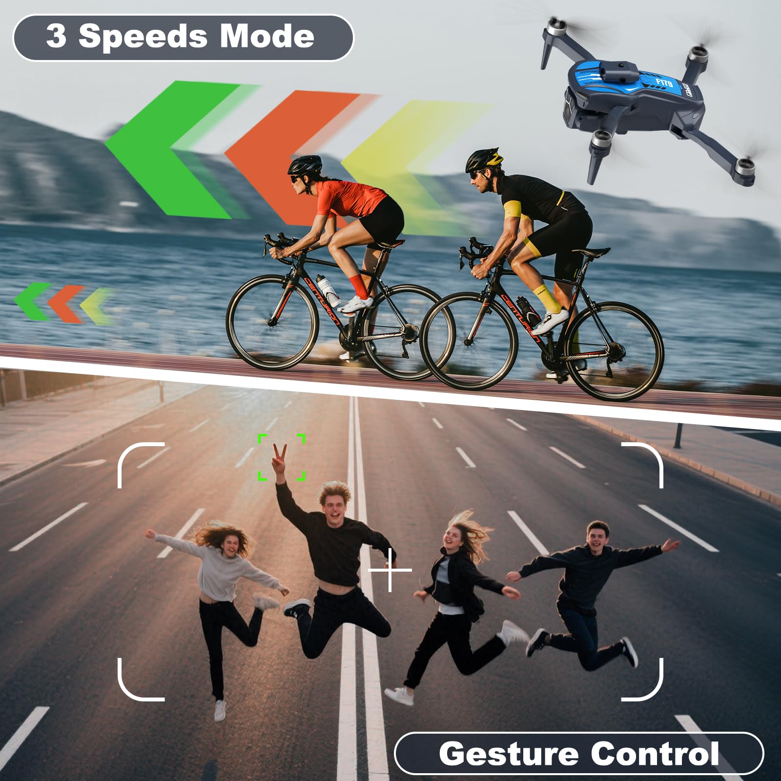 F179 Drone con Camera 1080P, Motori Brushless, Evitamento Ostacoli & WIFI, Volo Waypoint, Traiettoria, 3D Flip, Posizionamento Flusso Ottico, Lente 90°, Portatile per Adulti/Bambini/Principianti