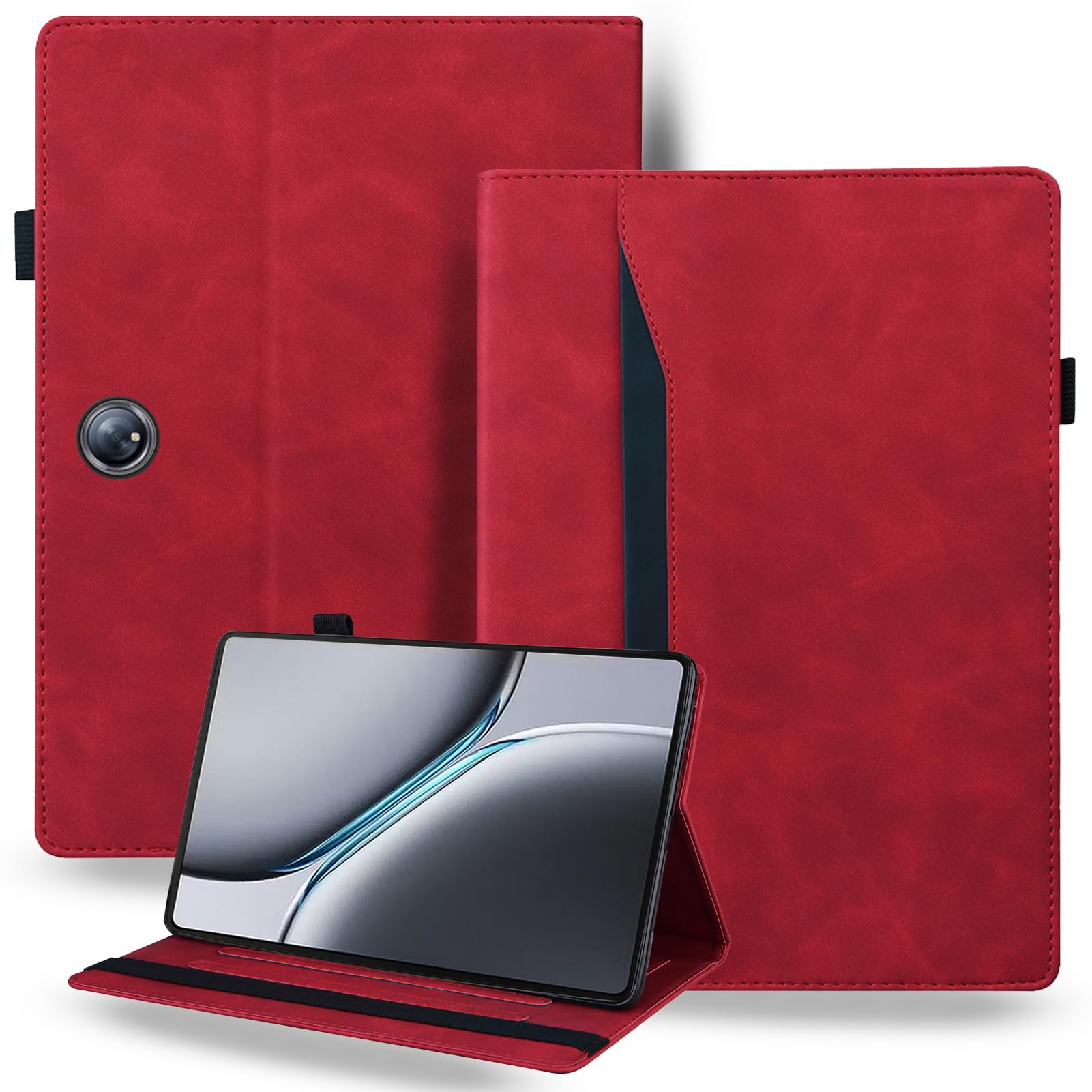 DWaybox for OnePlus Pad 2 Case 12.1 inch 2024 Released, Retro Folio Shell for OnePlus Pad Pro Cover with Card Holder & Multi-Angle Stand -Red