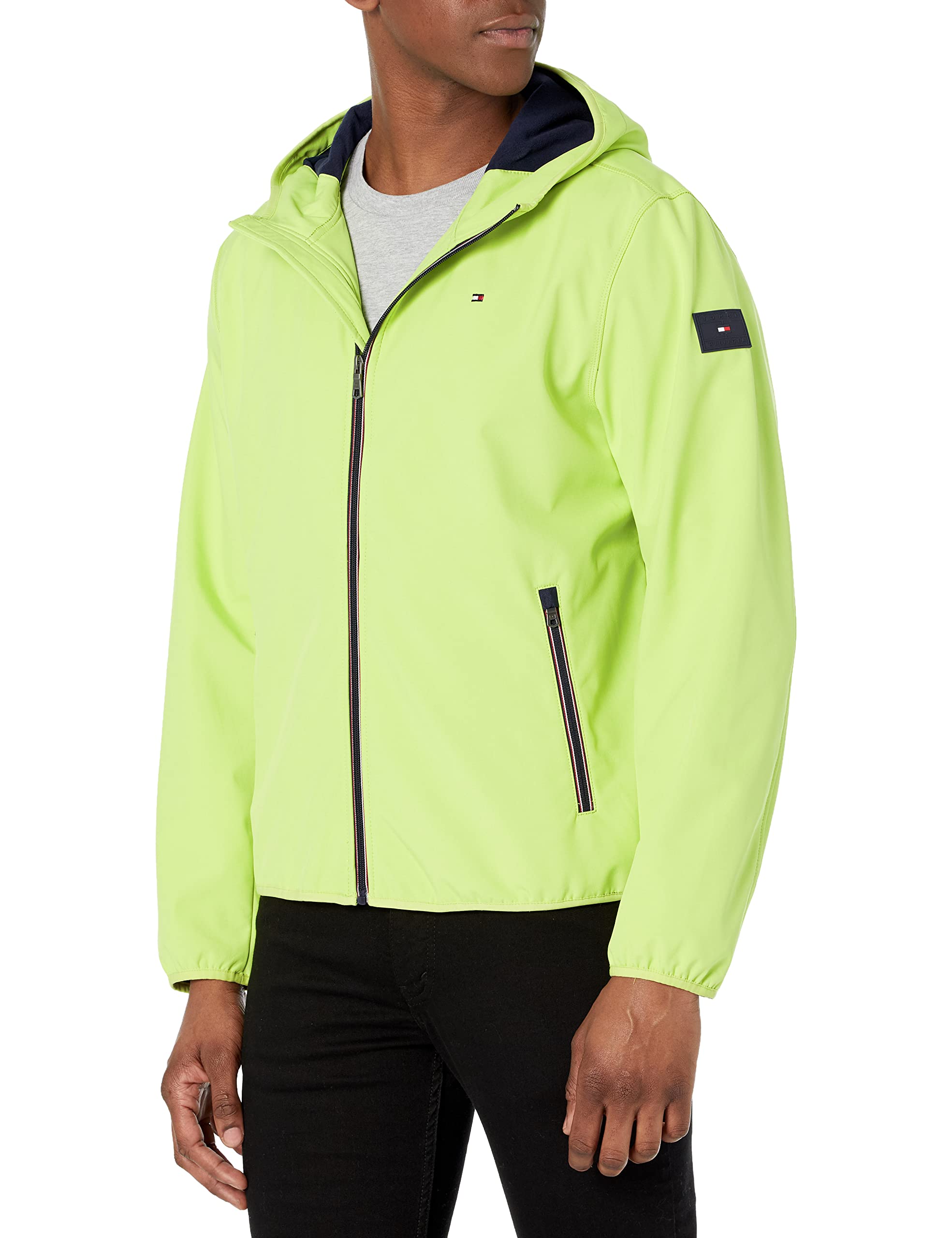 Tommy Hilfiger Men's Lightweight Water-Resistant Performance Soft Shell Jacket (Regular and Big & Tall, Lime, 3XL