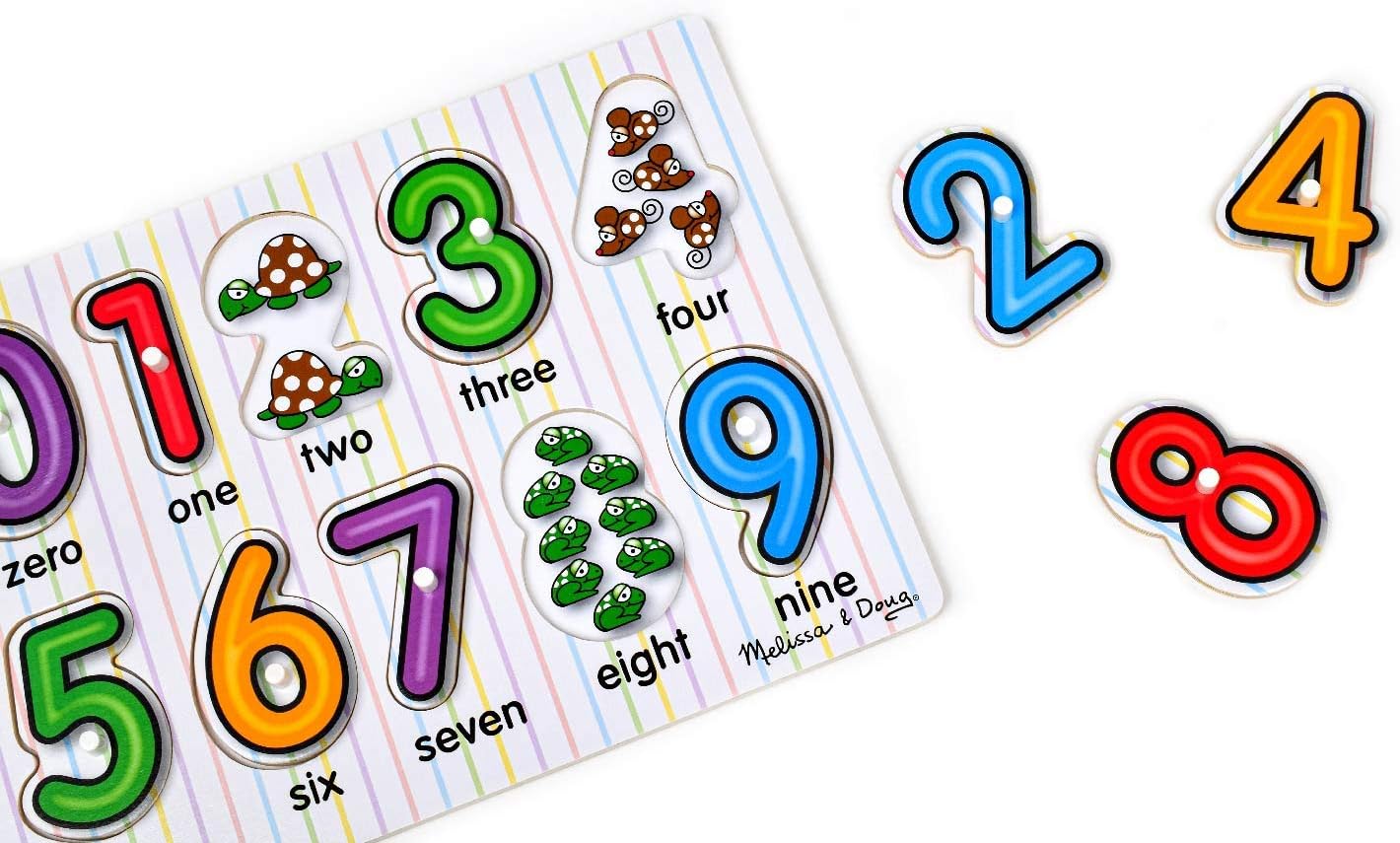 Melissa & Doug See-Inside Numbers Wooden Peg Puzzle (10 pcs) : Melissa & Doug: Everything Else