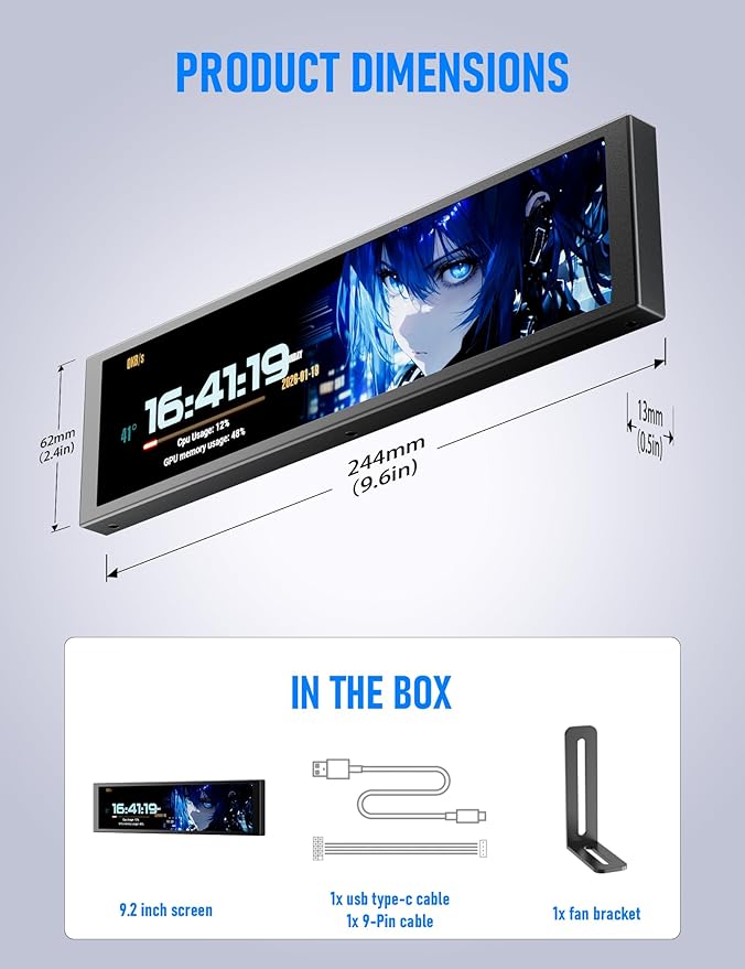 Monitor Secundario 9.2 Pulgadas 1920x462 IPS miniatura 7