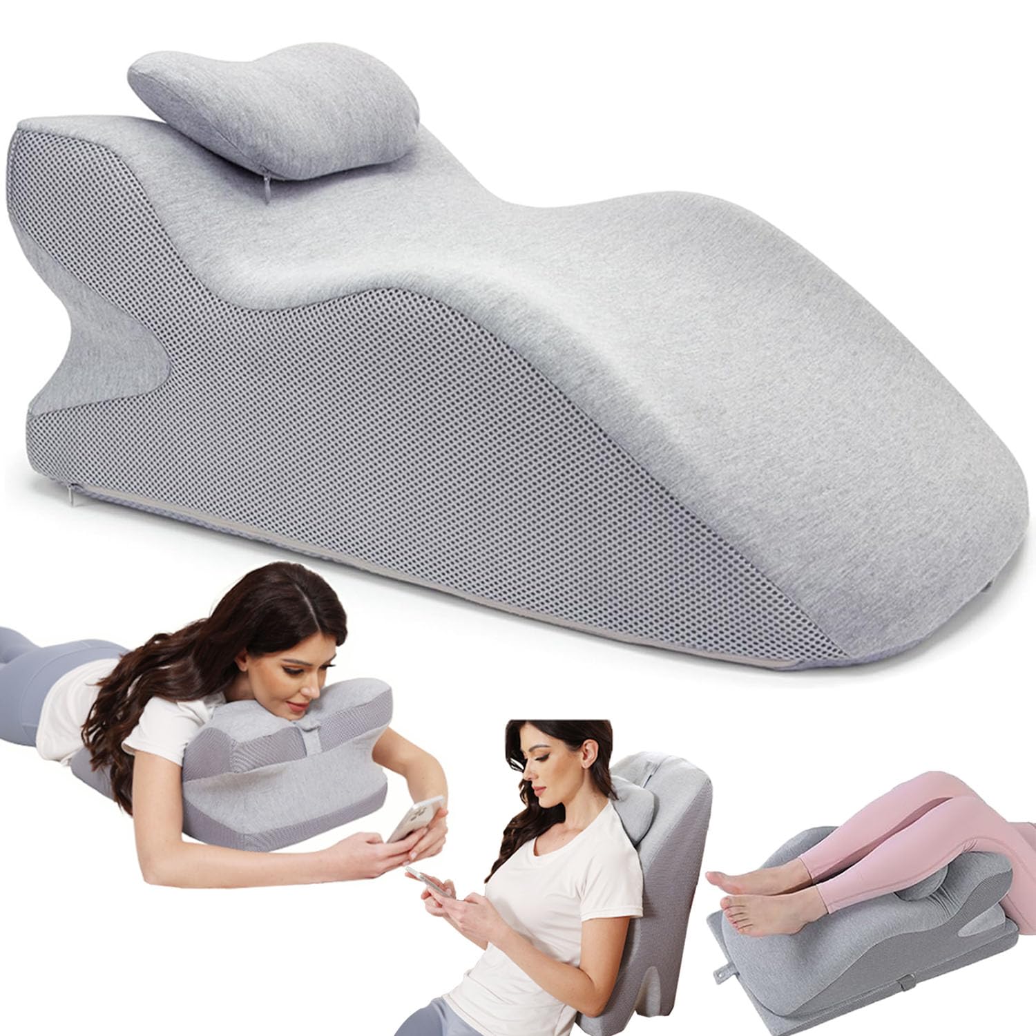 Duscdesp Wedge Pillow Support Cushion,Ergonomic Back Support Pillow,Memory Foam Leg Pillow Reading Pillow,Cuddle Cushion for Adults,Sit up in Bed Pillow Neck Pillow for Sleeping Reading Sitting