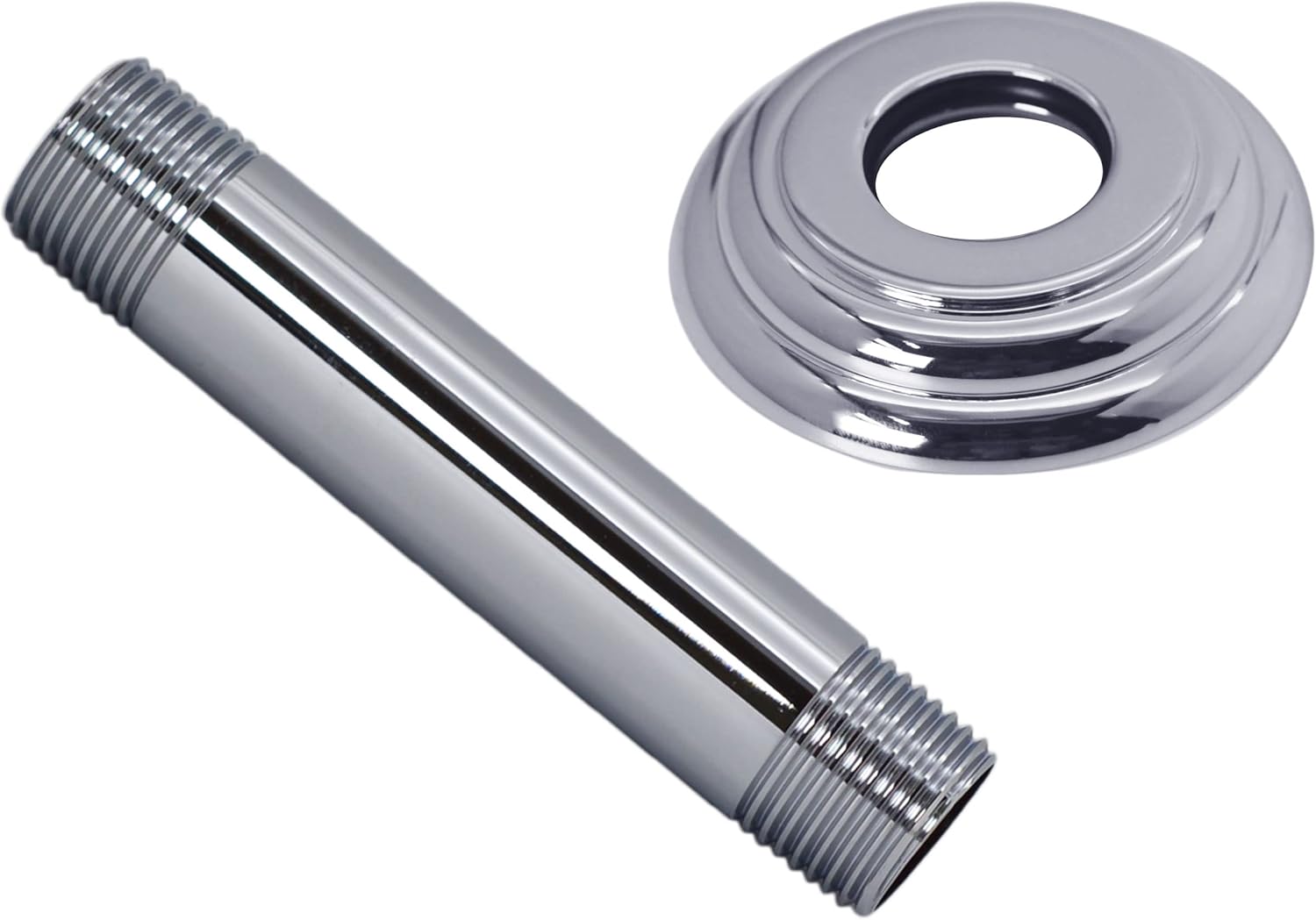 Westbrass A3604A-26 1/2" IPS x 4" Round Ceiling Mount Shower Arm with Flange, Polished Chrome