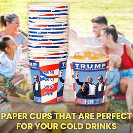 Smygoods Trump Design Disposable Paper Coffee Cups (12 OZ, 100 Count) For Hot Beverages, Tea, Espresso, Cocoa - To Go Drink Containers, Caf & Office