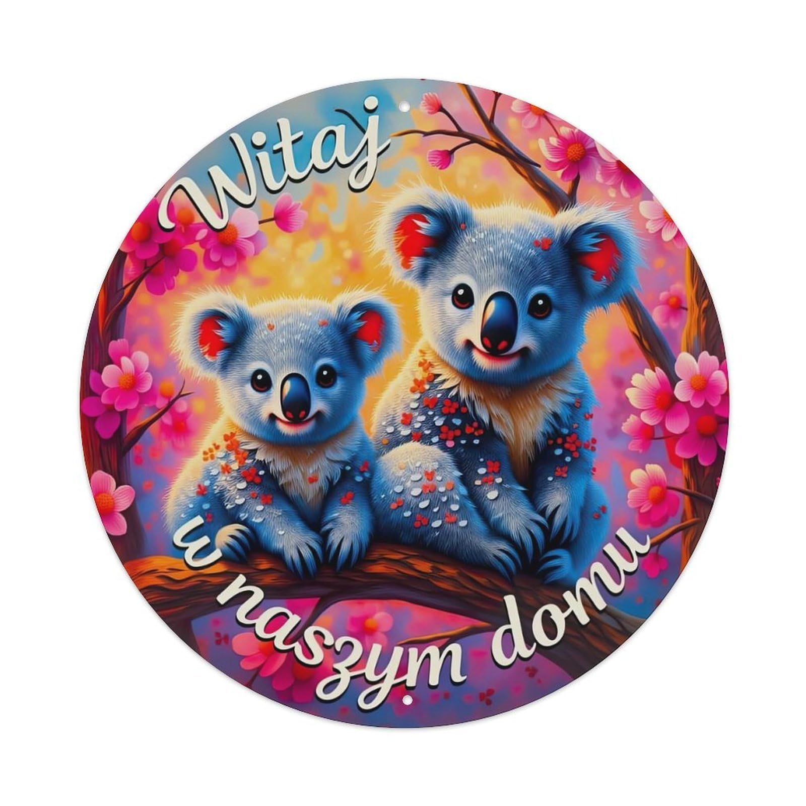Koala Blossom Tree Welcome Home Metal Tin Sign