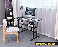Vista 6 de AIZ Escritorio móvil de pie, escritorio ajustable para computadora portátil, carrito con ruedas, estación de trabajo para computadora en casa