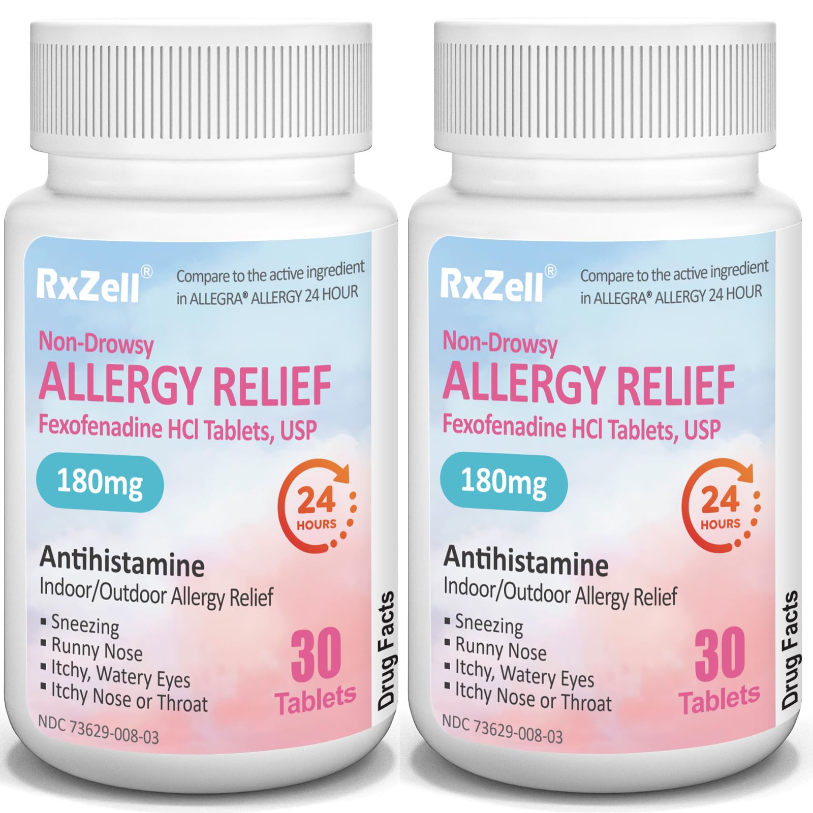 Allergy Relief | Fexofenadine HCl 180mg, 24-Hour Antihistamine, Non-Drowsy (30 Count (Pack of 2))