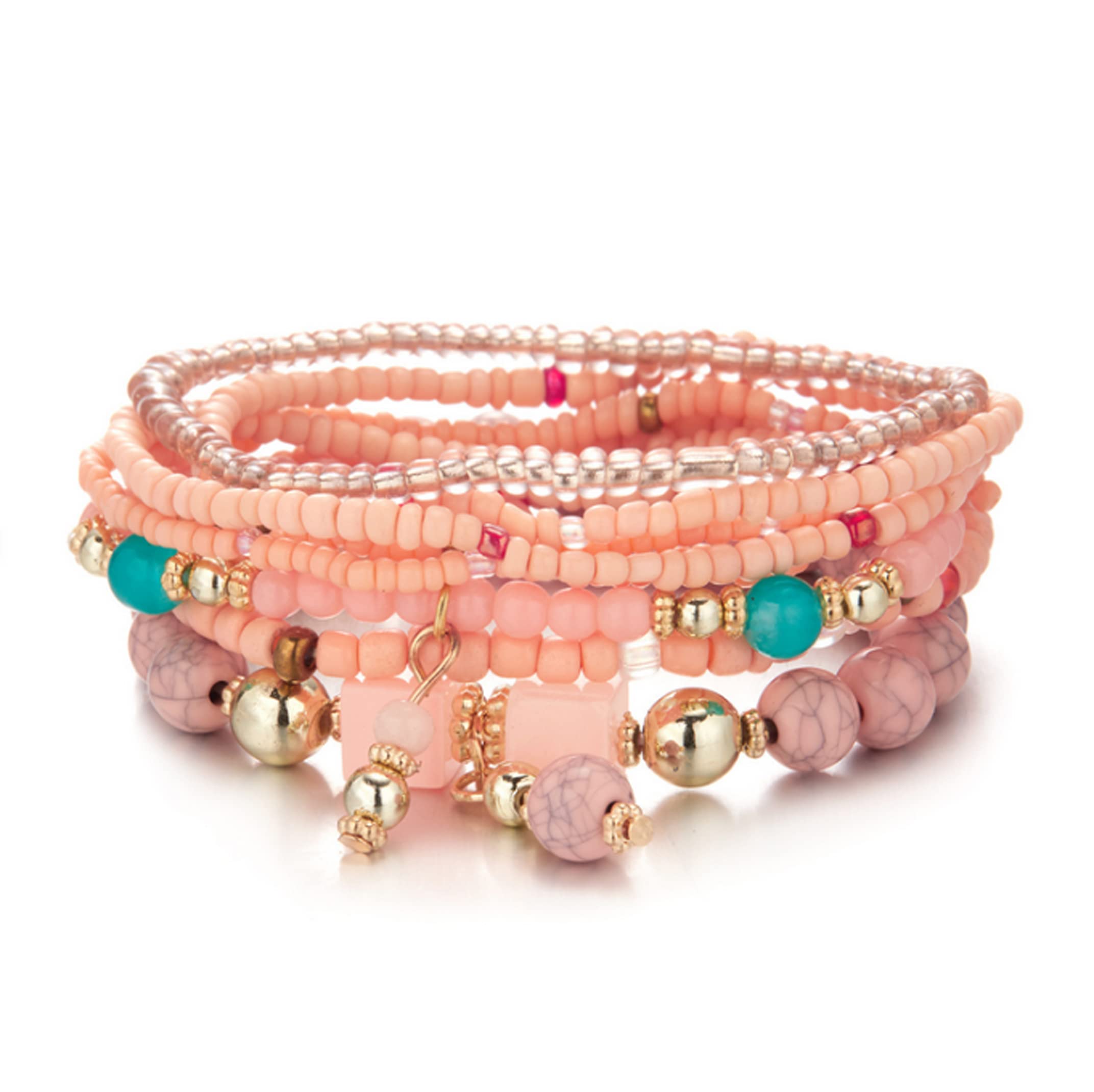 CFWSHJ Bracciale Elasticizzato con Perline Multistrato da Donna Braccialetti con Perline impilabili Bohemien Bracciale con Perline Elasticizzate Boho