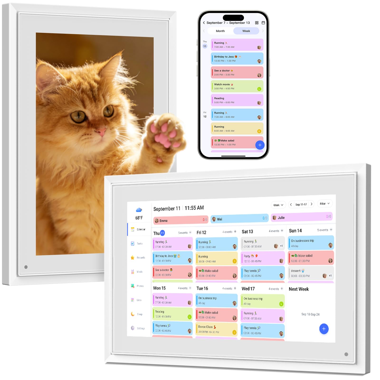 Photo 1 of 10.1 Inch Digital Calendar+Digital Picture Frame, 2026 Desk Calendar Smart WiFi Planner & Chore Chart, IPS HD Interactive Touchscreen Display Gifts for Women Men, Gifts for Mom Dad