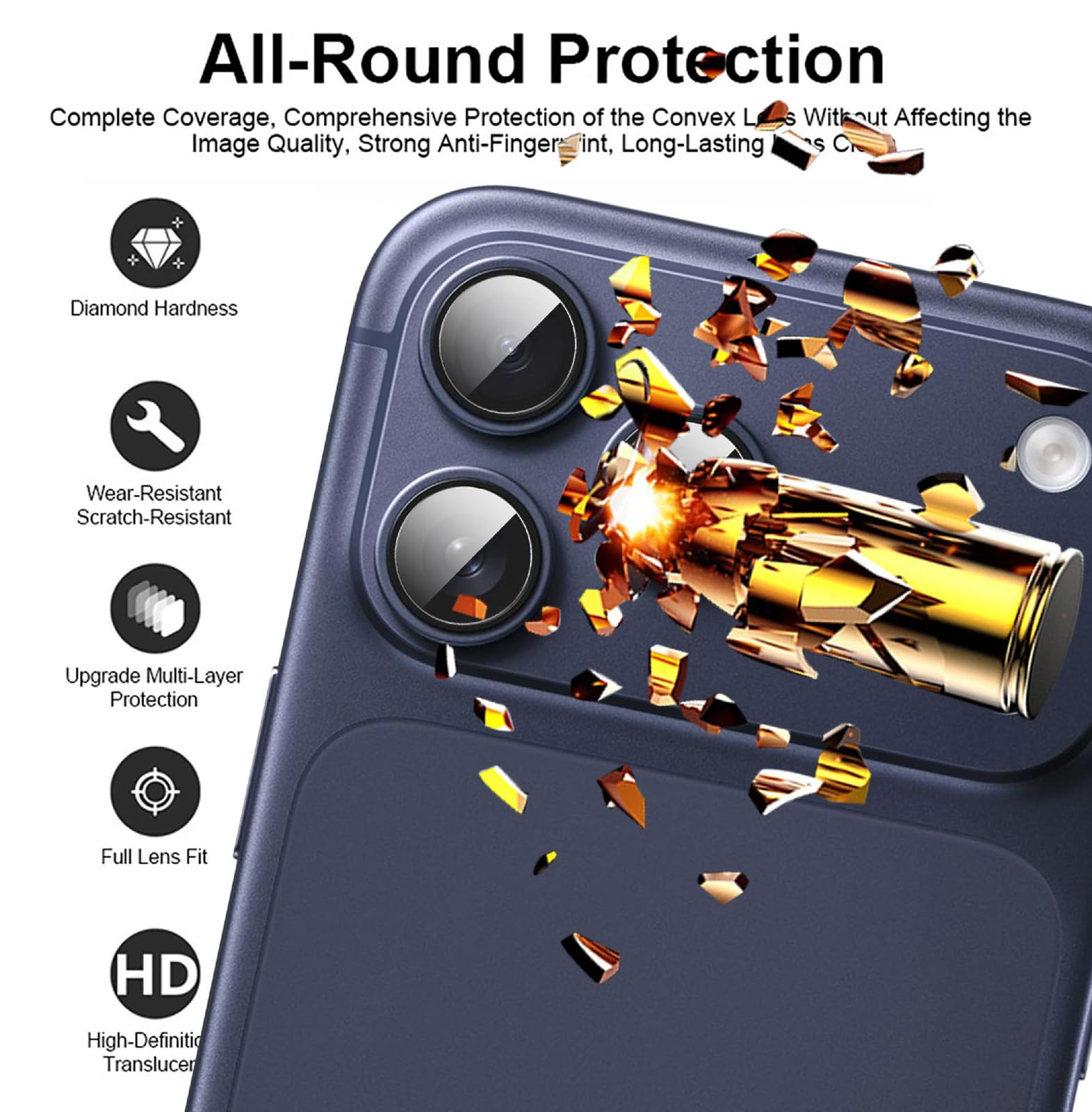 Pack De 4 Protectores De Vidrio Templado Para Cámara De IPhone 17 Pro – 9H, Antirreflectante, Anti-Huellas Y Compatible Con La Mayoria De Fundas