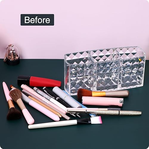 Miniatura 4 de Soporte para brochas de maquillaje para tocador, acrílico transparente, pequeño, compacto, delineador de labios, delineador de labios, organizador