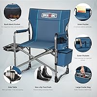 Vista 9 de Overmont Oversized Lightweight Camping Chair - Comfortable Heavy Duty Foldable Directors Chairs with Side Table & Cooler Bag for Outside Camp Beach