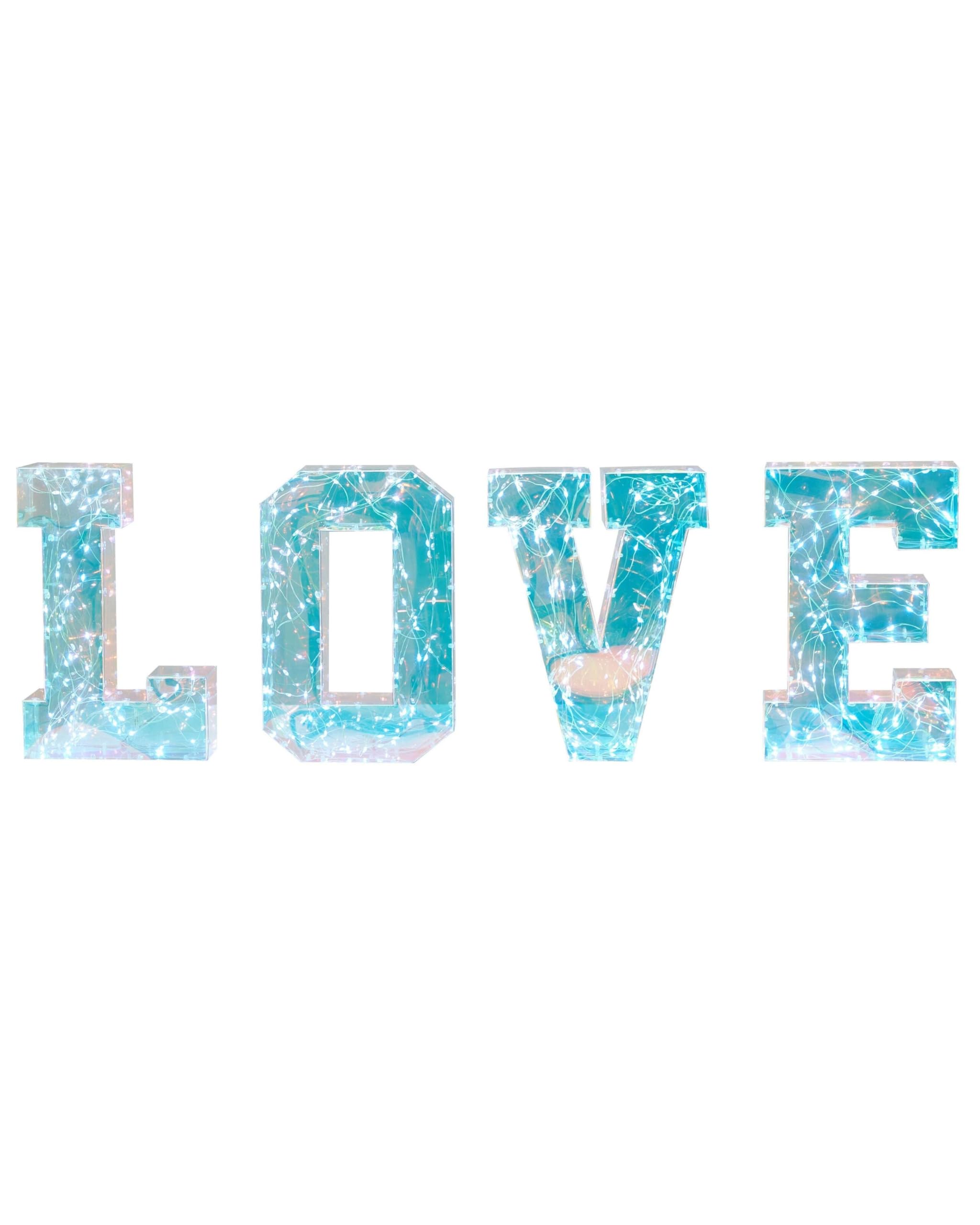 4-teiliges Cleveres LED-Dekor Leuchtbuchstaben Love USB mehrfarbig Proycon
