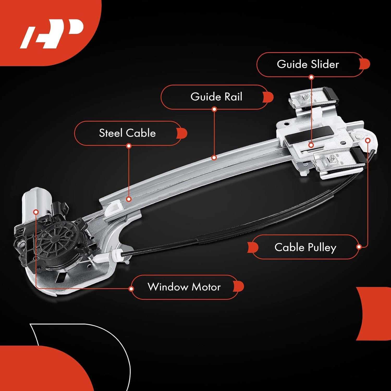A-Premium Power Window Regulator with Motor Replacement for Buick LeSabre 2000-2005 Rear Left Driver Side