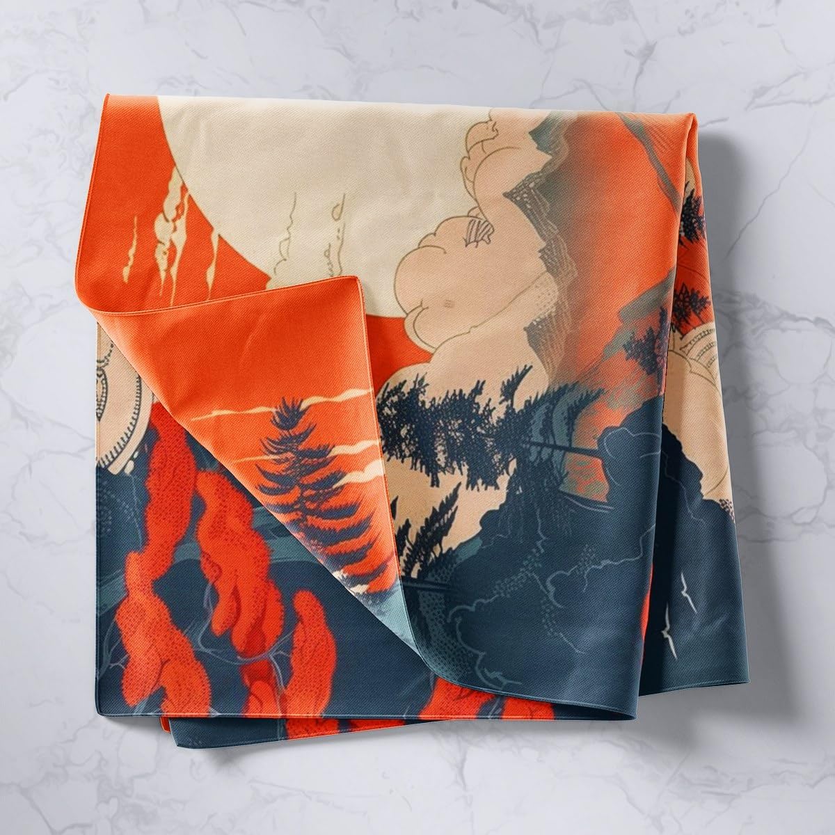 jejeloiu Japanese Tapestry Mount Fuji Wall Hanging Blanket for Kids Boys Girls Vintage Chinese Landscape Tapestries Ink Painting Wall Art for Bedroom Living Room,Medium 59x59 Inches image 2