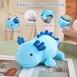 SQEQE Weighted Axolotl Plush Toy, Blue Axolotl Stuffed Animals Cute Plush Pillow, Kawaii Weighted Stuffed Animals Gifts for Girls & Boys Blue 9.8 Inch, 0.8 Lbs