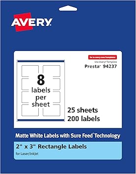 Amazon.com: Avery Matte White Rectangle Labels with Sure Feed ...