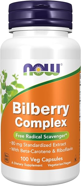 NOW Foods Bilberry Complex 80mg with Beta-Carotene