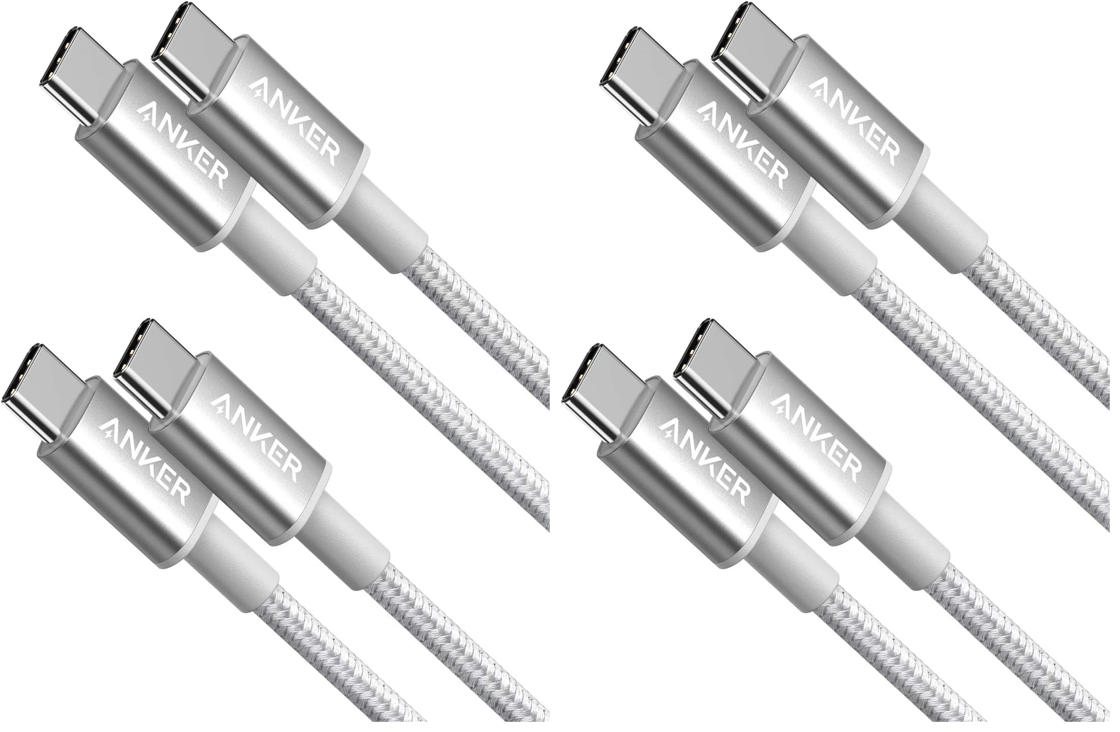 Anker USB C to USB C Cable, Type-C 60W Fast Charging Cable (3.3 FT, 2Pack) for iPhone 17 Series, iPad mini 6 and More (Silver) (Pack of 2)