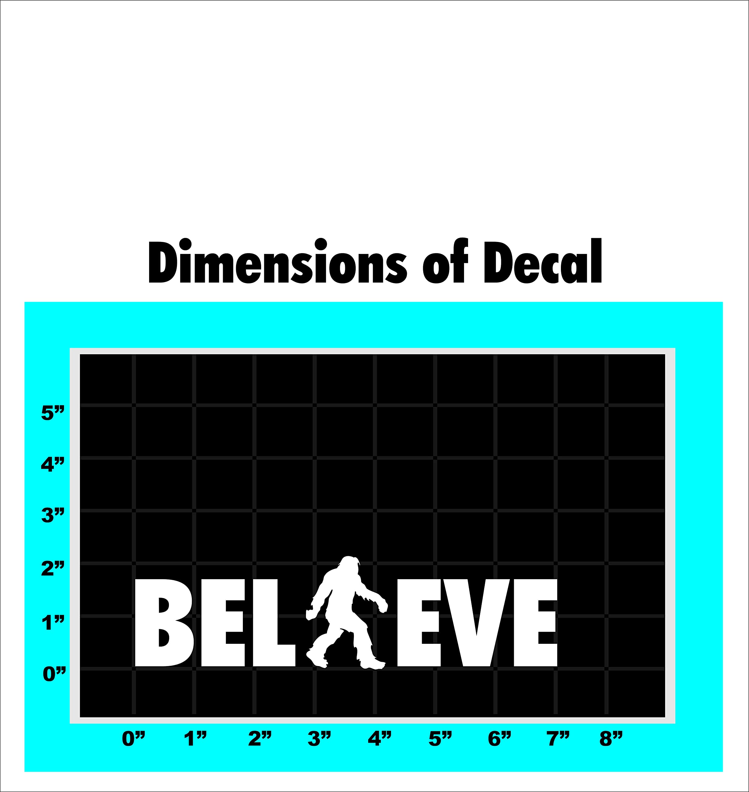 Sticker Connection | Bigfoot Sasquatch Stick Figure I Believe | Yeti, Vinyl Bigfoot Bumper Sticker Decal for Car, Truck, SUV, Window, Laptop | 2.3