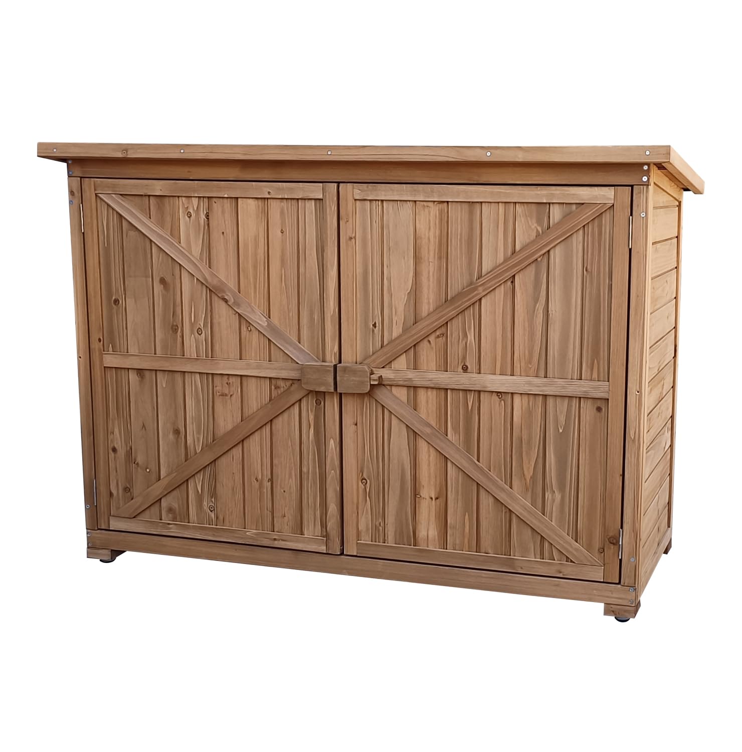 The Homeweeks Cobertizo Armario Jardín | IZELA | Madera Tratada Maciza 128 * 52 * 88cm | Armario Multiusos | Impermeable | para Almacenamiento de Herramientas y Accesorios de jardín