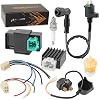 Kit de Encendido para 50cc 70cc 90cc 110cc 125cc ATV Cuatrimoto Go Kart Moto de Cross Pit Bike | Caja CDI de 5 Pines y Bobina de Encendido y Relé de Solenoide y Regulador Rectificador de Voltaje y Bujía y Filtro de Combustible 1
