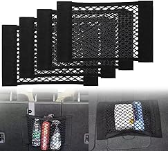 EINESIN Storage Net, Nylon, Car Trunk Organizer Bag with Elastic Pocket Nets, Bottles, Grocery Black, for Car Cart