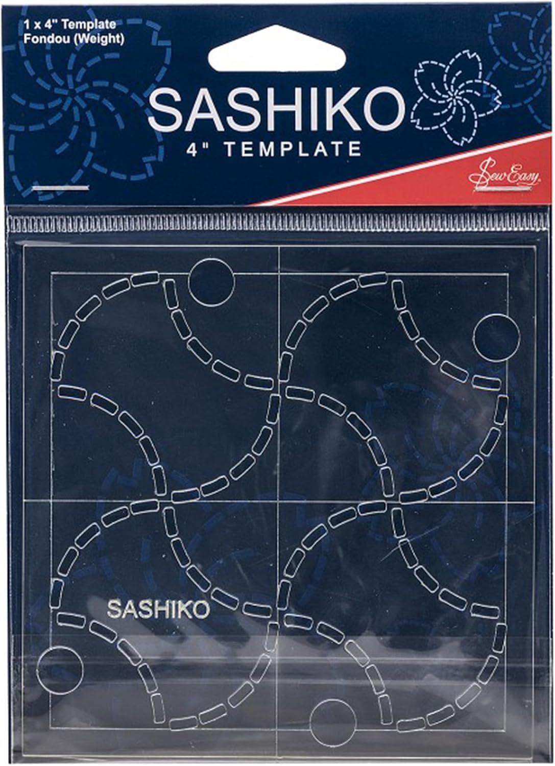 Sew Easy 4” Sashiko Template – Fondou (Weights) Quilting & Patchwork Rule for Applique Sewing, Transparent Acrylic Non-Slip, Instructions Included