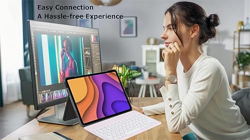 Miniatura 2 de Combo de teclado y mouse inalámbricos Bluetooth rosa, portátil, pequeña, delgada, compacta, ergonómica, de viaje, teclado inalámbrico para iPhone,