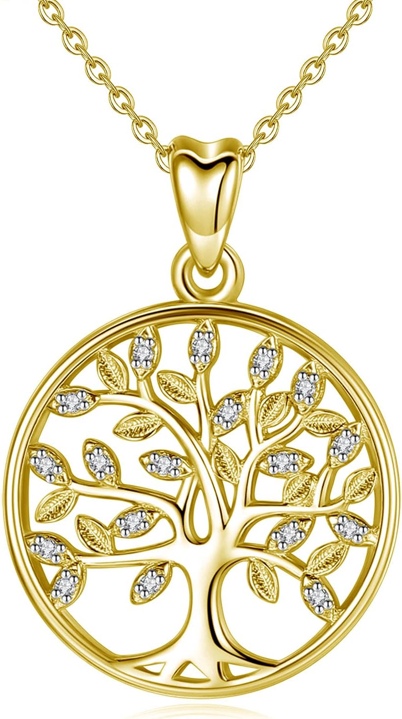 CELESTIA Tree of Life Necklace for Women 925 Sterling Silver Jewellery Gifts for Mum, Daughter, Grandma on Birthday, Mothers Day