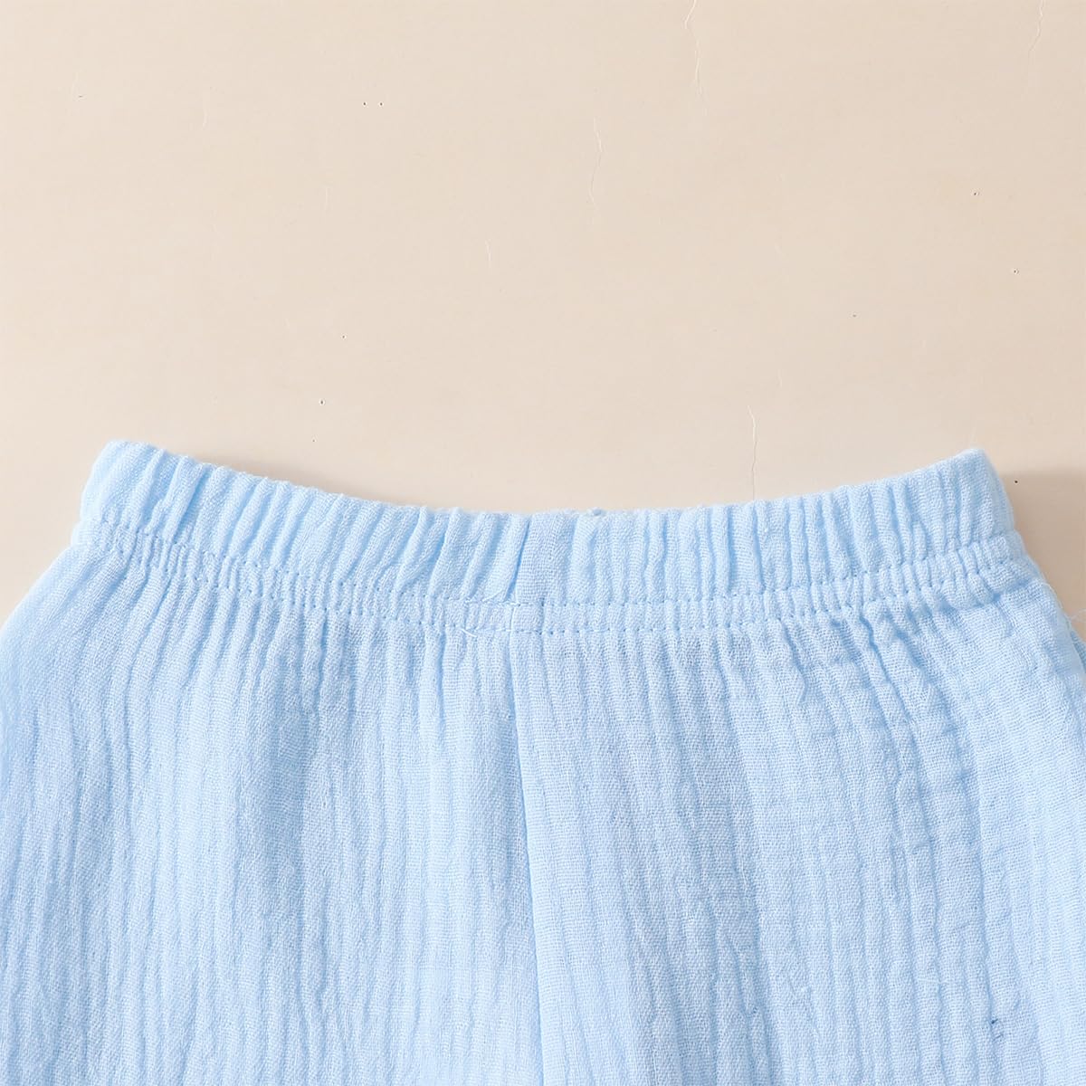 Conjunto Verano para Niñas Pequeñas Color Liso/Cuadros Sin Mangas Con Volantes Camisetas y Pantalones Anchos de Lino Ropa Infantil de Primavera — view 6