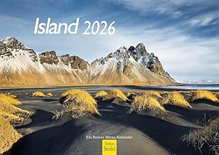 Edition Seidel Calendario Premium Island 2026, formato DIN A4, da parete, Europa, scandinavia, isola, paesaggi, cascate, ghiacciaio Rainer Mirau