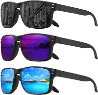 Óculos de sol polarizados para homens e mulheres, esportes, dirigir, pesca, proteção UV400, Moldura preta - espelho
