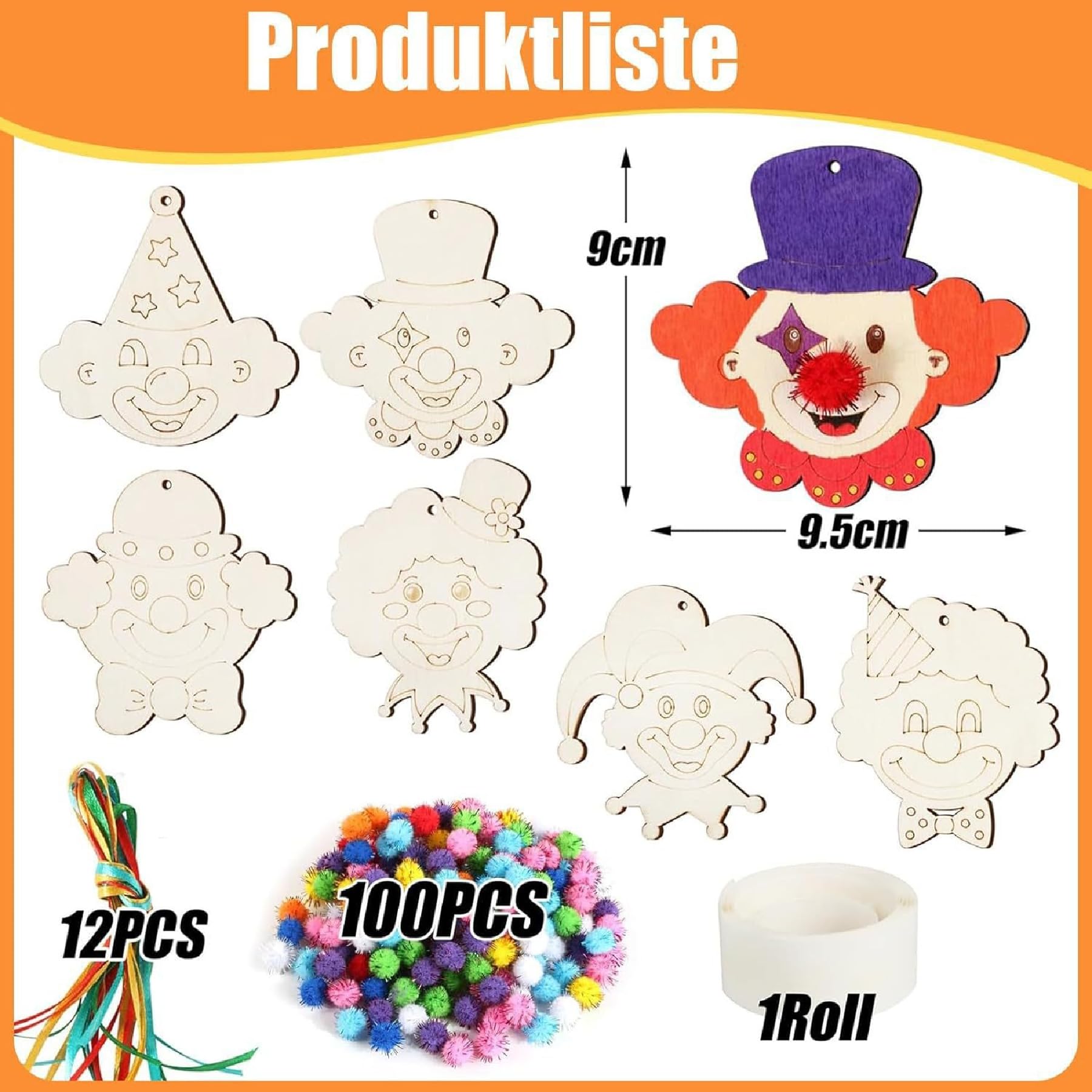 Ensemble de Bricolage Clown 12 Pièces Décoration Faite à la Main Thème Cirque Kit Pâques Enfant Activité Manuelle