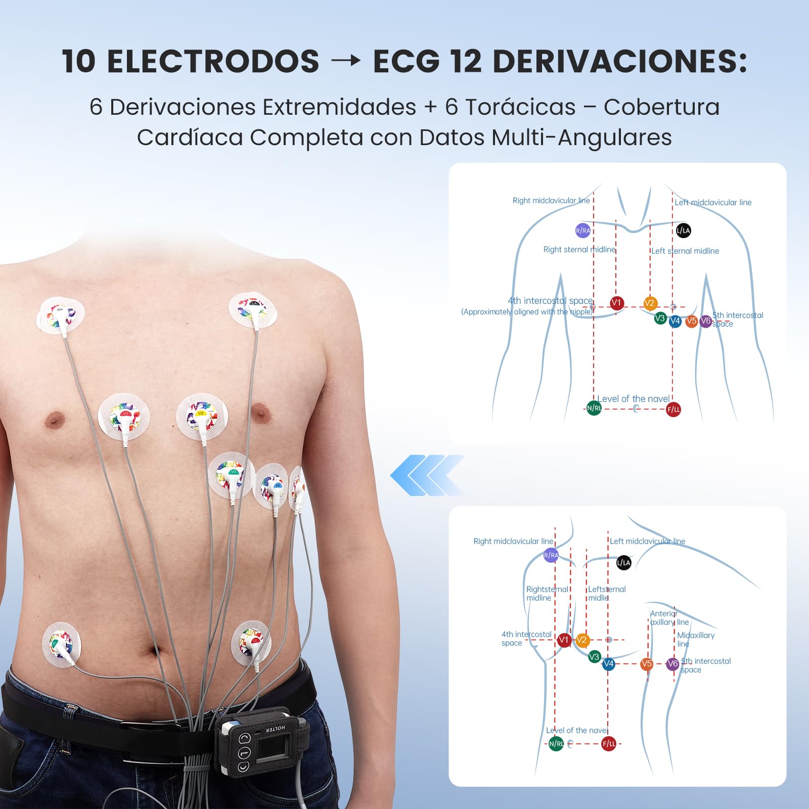 CheckMe 2026 ECG Aggiornato per Casa & ECG 12 Derivazioni – Analisi IA Potente e Registrazione Completa 24h: Monitor Holter Portatile per Monitoraggio Cardiaco Continuo con Software PC/Mac