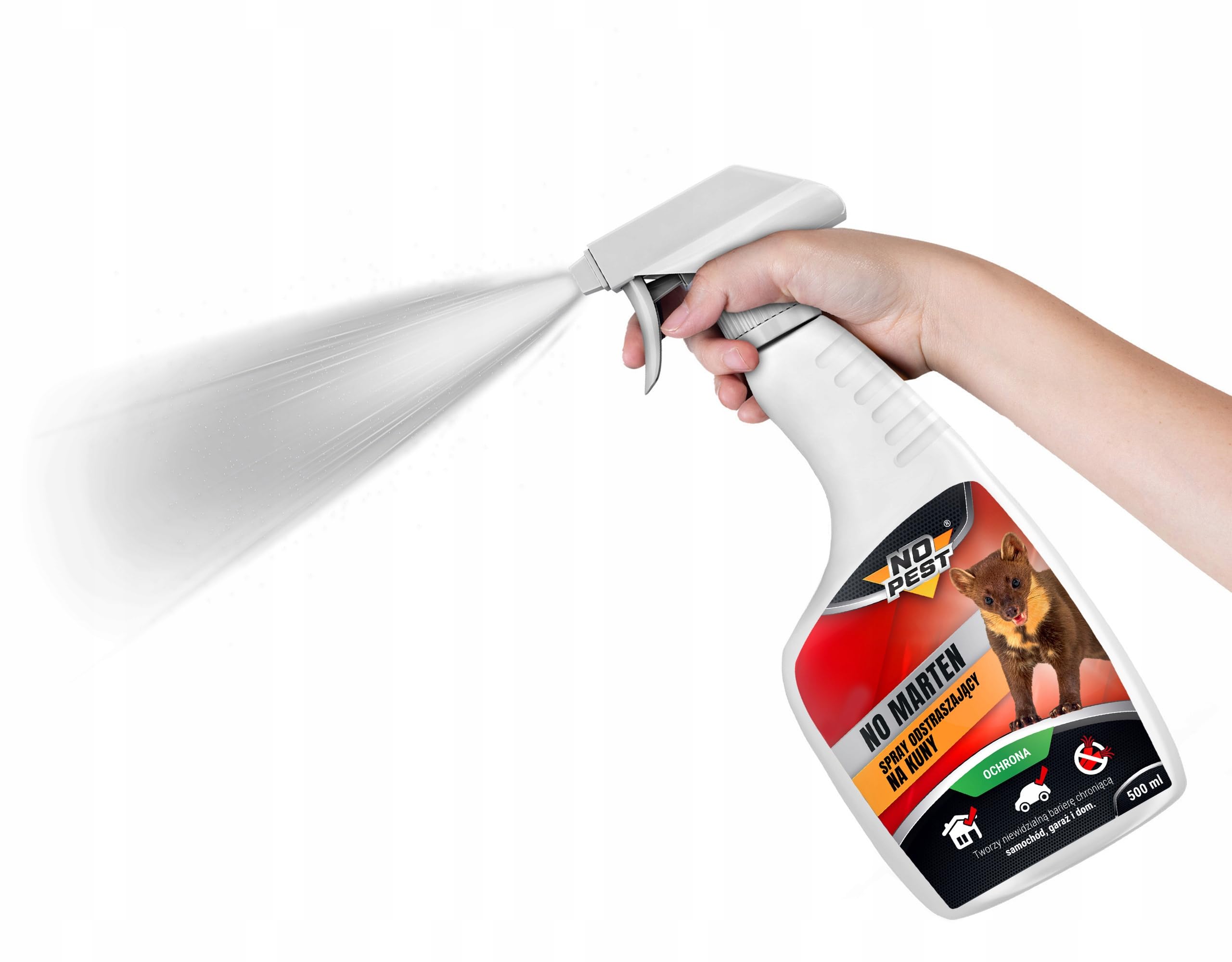 NO MARTEN Spray 500 ml – Spray contro martore – Protezione efficace per martore per auto, garage e casa – Barriera protettiva invisibile – Pronto all'uso