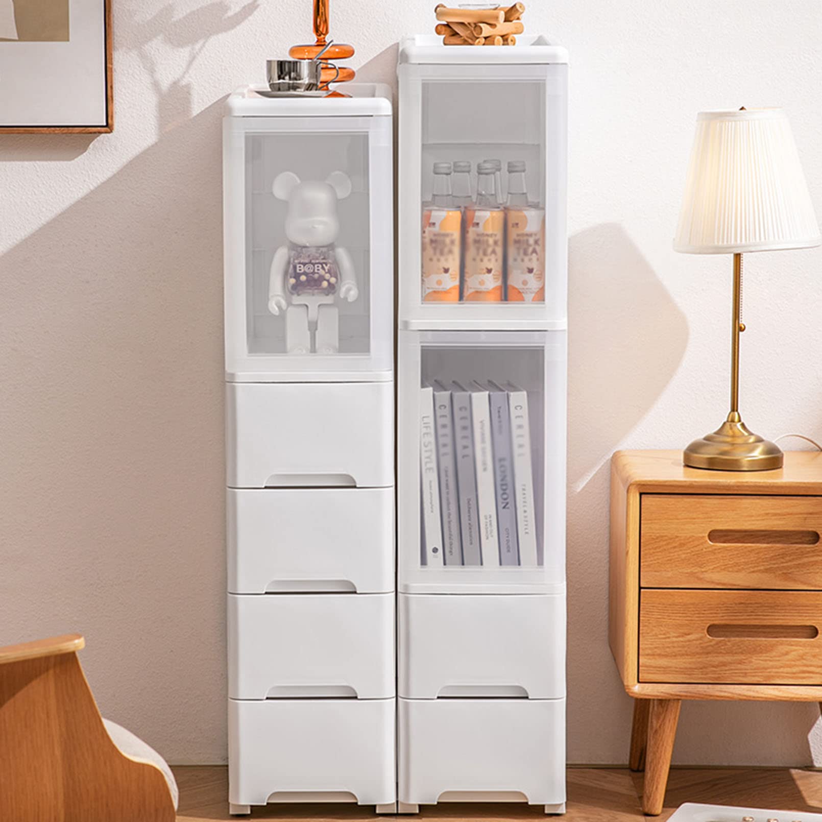 Mueble de baño de esquina con puerta y cajones, organizador de almacenamiento para baño, armario Estrecho, armario Alto independiente para Sala de estar, pasillo, etc.