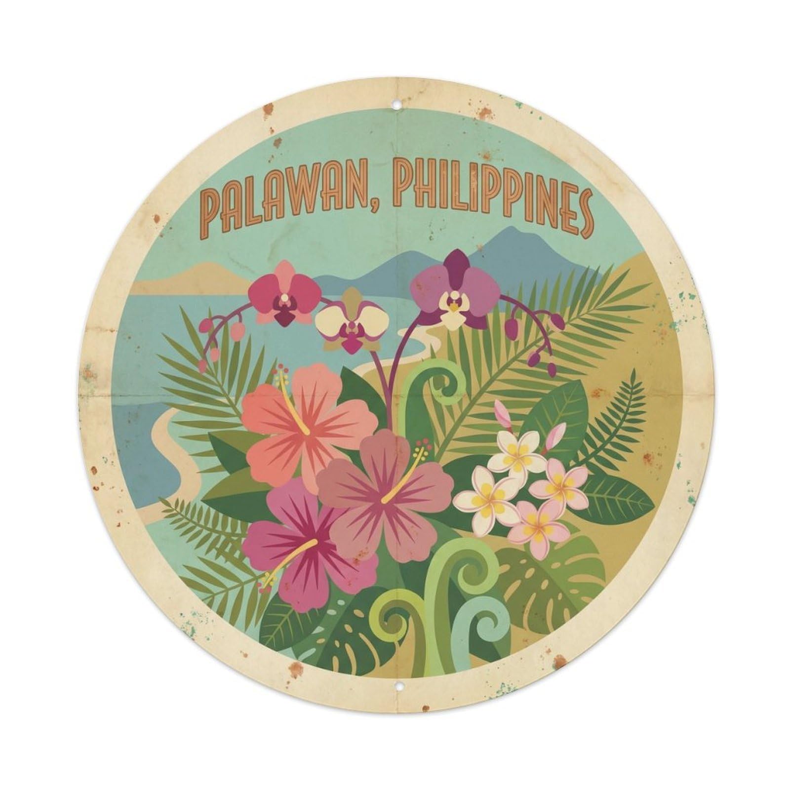 Palawan Tropical Flowers Island Adventure Coron Metal Tin Sign