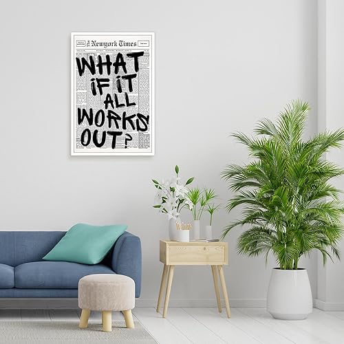 Miniatura 5 de DVBOCS Póster de periódico retro en blanco y negro con texto en inglés What If It All Workout, lienzo para pared, cita positiva, impresiones