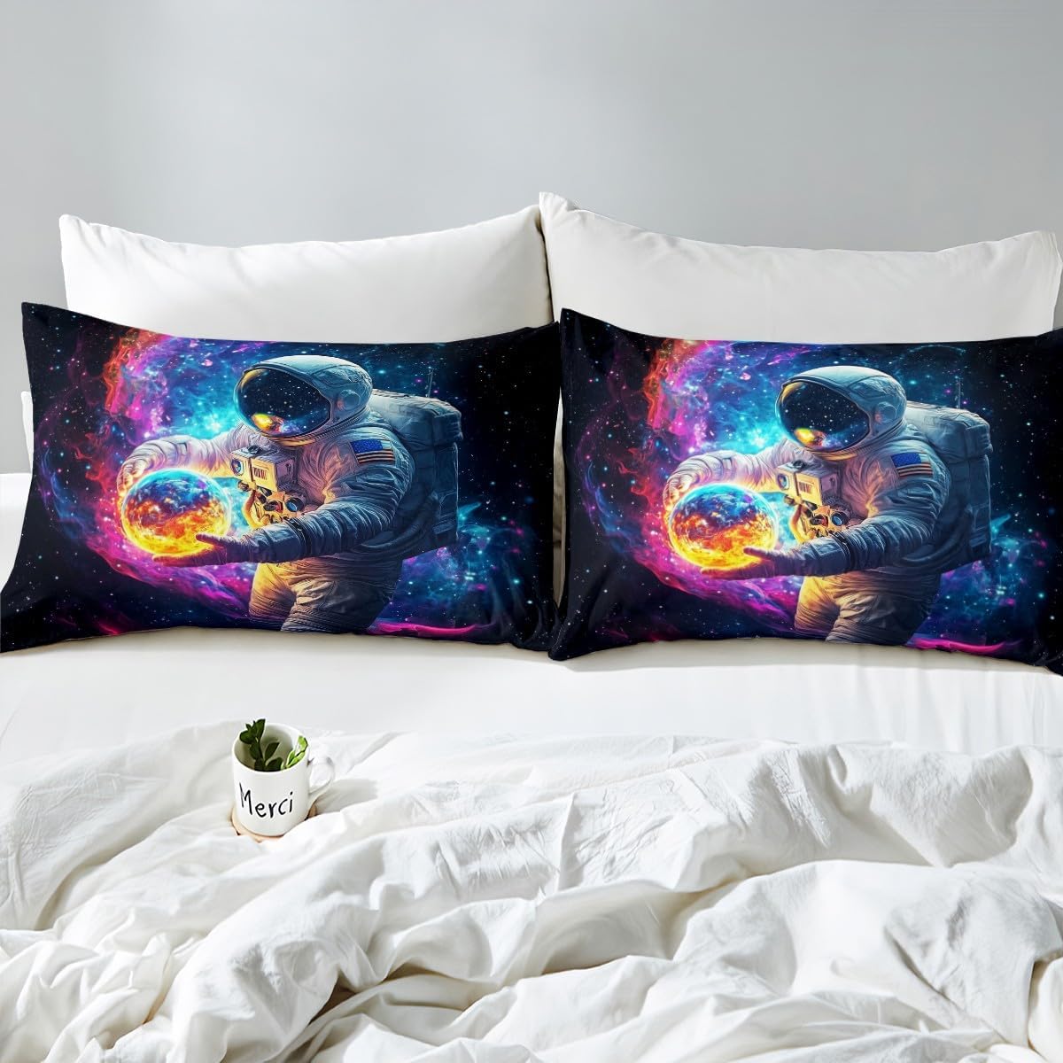 Glitter Star Duvet Cover Set Toddler,Galaxy Universe Theme Bedding Set Kids Boys Girls Room Decor,Outer Space Planet Comforter Cover 2Pcs,Starry Sky Nebula Microfiber Bedspreads Cover,1 Pillowcase