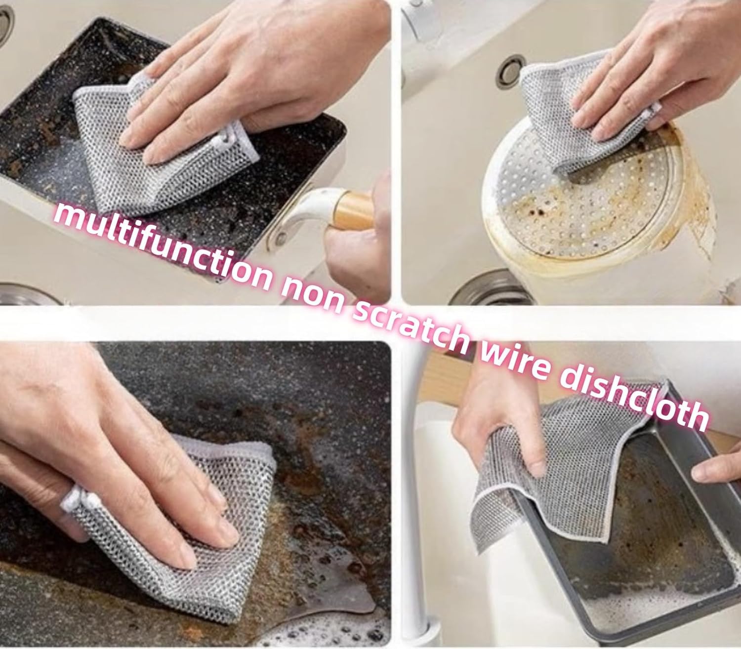 Spefez Polyester, Nylon Alloy Steel Non-Scratch Wire Dishcloth & Gaps Cleaning Brush, Multipurpose Wire Dishwashing Rags For Wet And Dry, Wire Cleaning Cloth For, Sinks, Pots, Pans (10)(10 Pack)