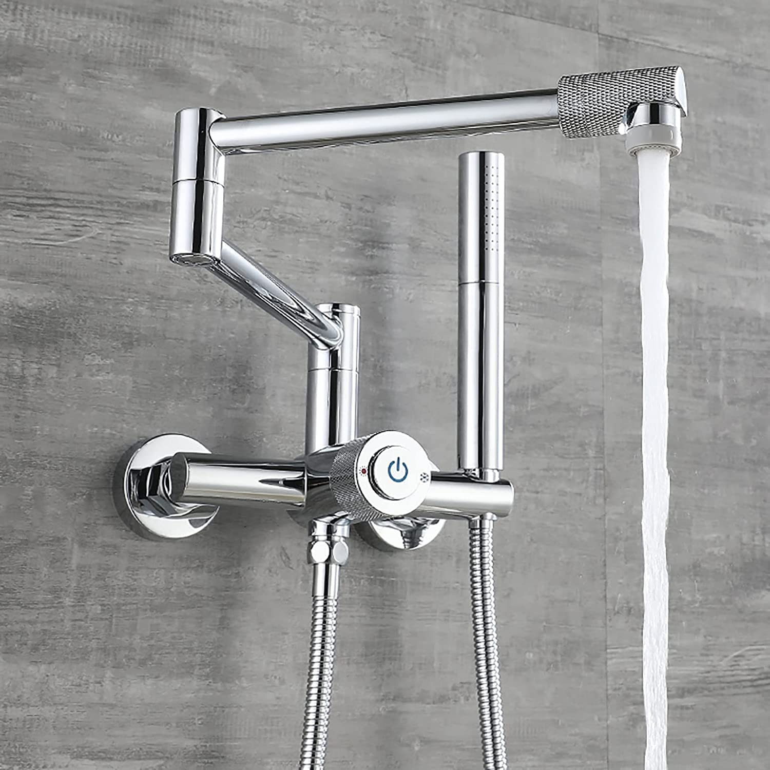 Rubinetto per vasca classico con doccia a 2 modalità, rubinetto di riempimento vasca pieghevole Rubinetto per vasca con montaggio a parete in ottone Rubinetto per vasca ad alto flusso Miscelatore di
