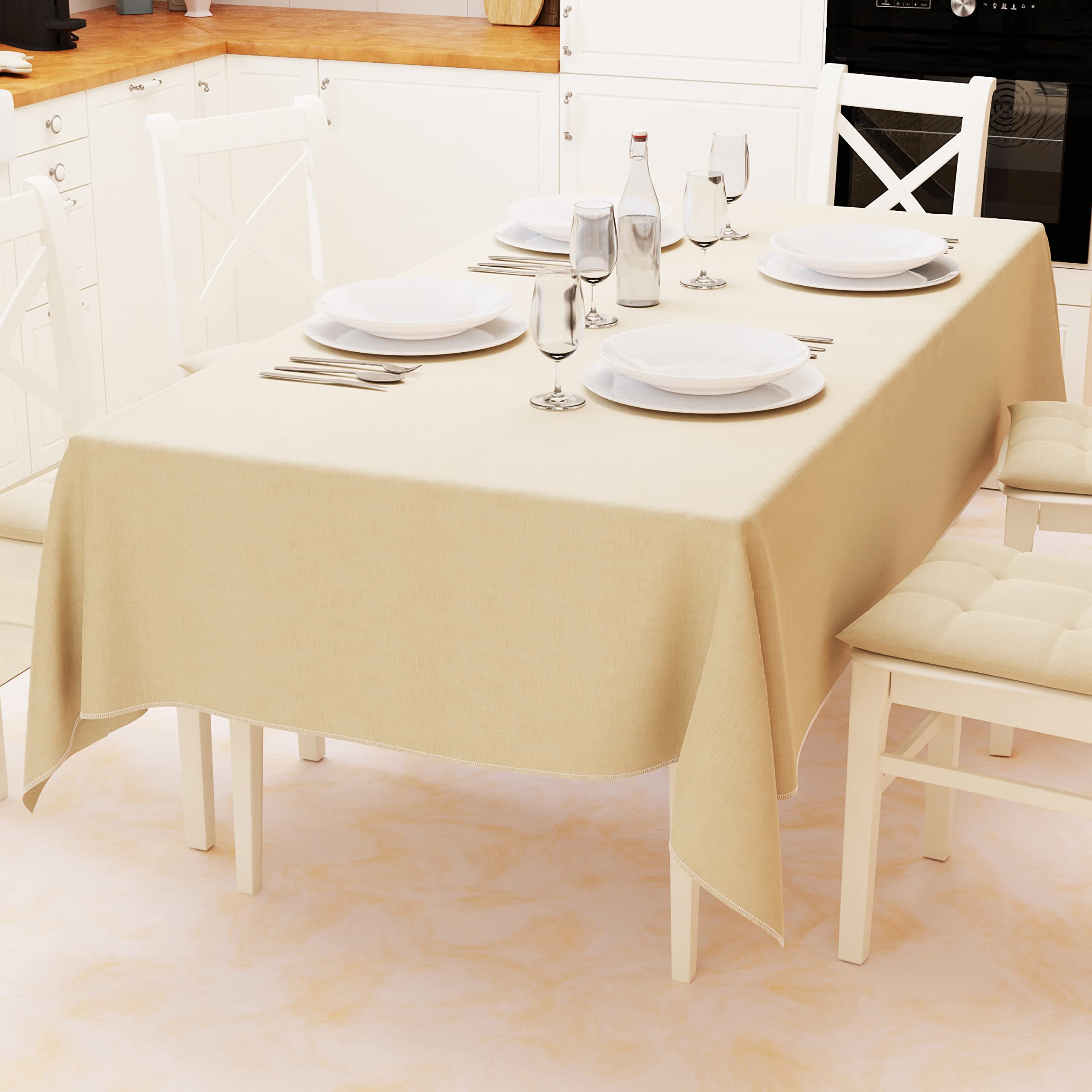 PETTI Artigiani Italiani Tablecloth for Kitchen in Cotton Plain Sand Design 140 x 180 cm 100% Made in Italy