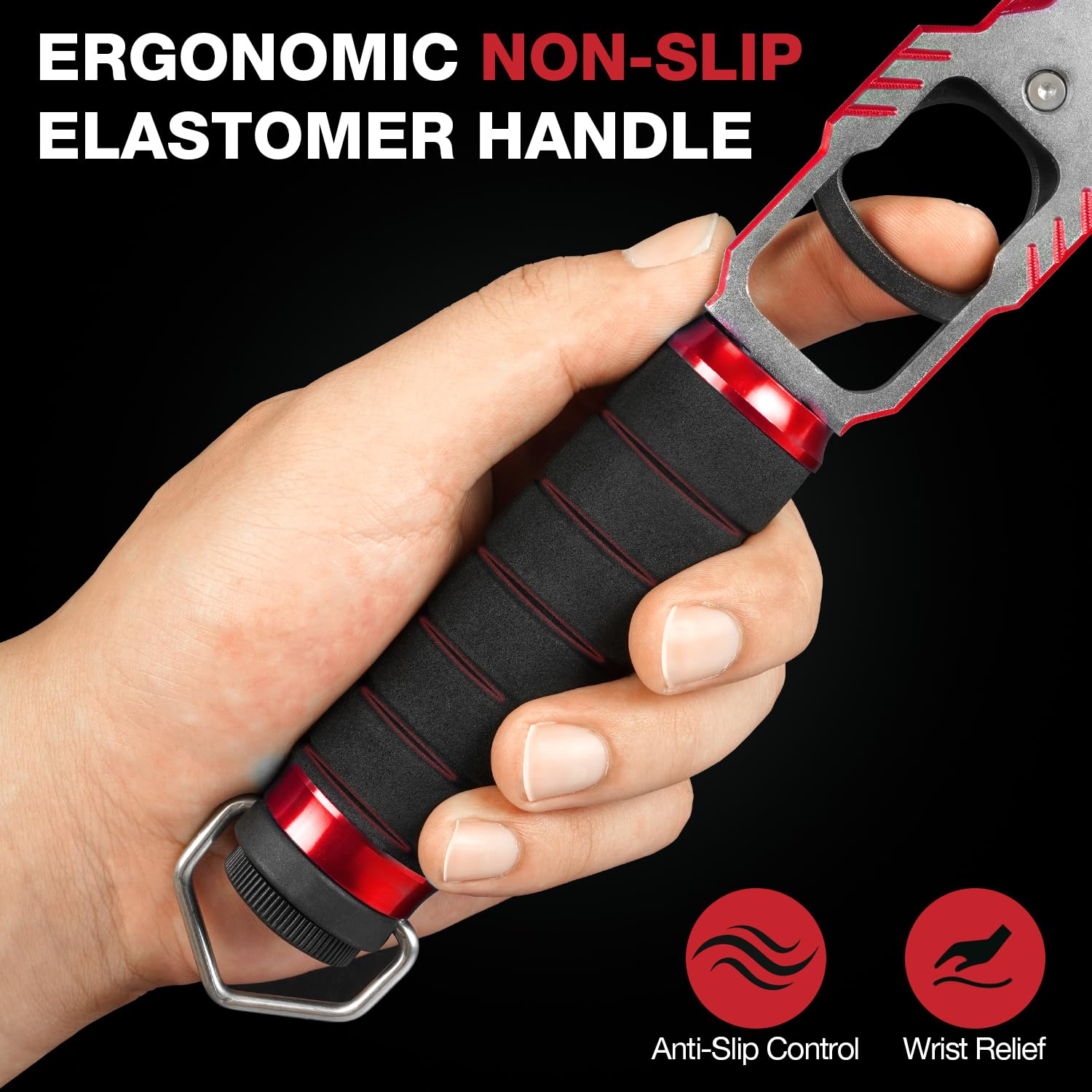 Ghosthorn 11" Aluminum Alloy Fish Lip Gripper with Scale - 40lbs Saltwater Fishing Grabber Tool, 360° Swivel Non-Slip Handle, Corrosion-Resistant Fish Holder for Caught Fish, Fish Control Tackle