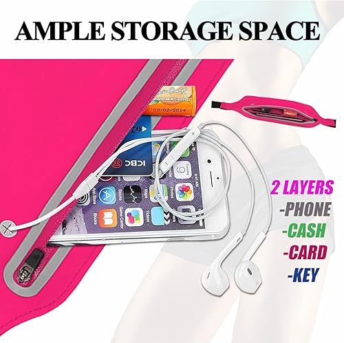 Miniatura 4 de Riñoneras para mujer, riñonera impermeable para hombres, cinturón ajustable para correr, cinturón de bolsillo delgado y expandible, soporte para